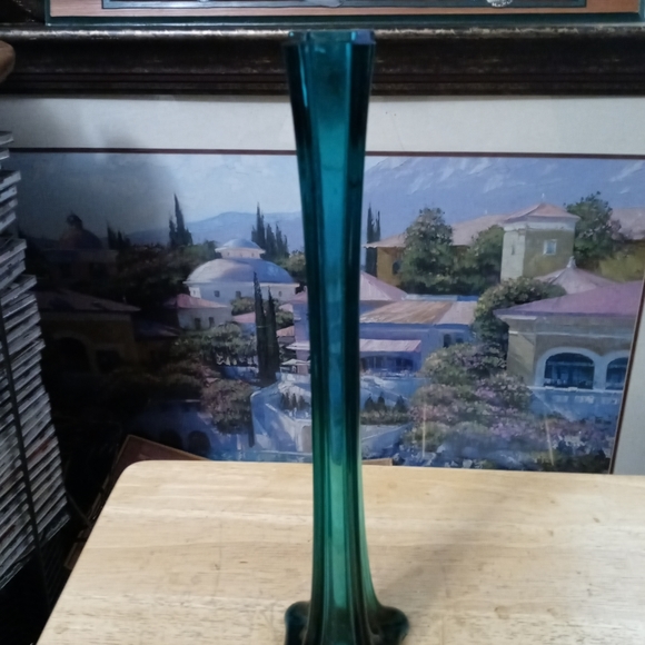 🇺🇸Vintage 16" Hand blown Green Glass Vase B&B Glass Rare Made In U.S.A. - Picture 8 of 12